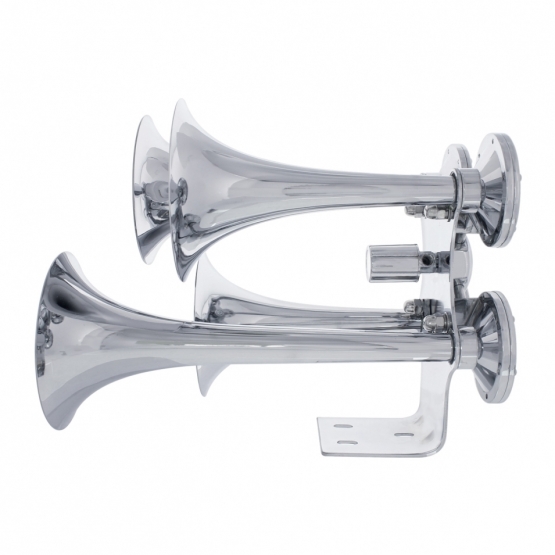 4 Trumpets Air Powered Chrome Train Horn - Competition Series - Thumbnail 6
