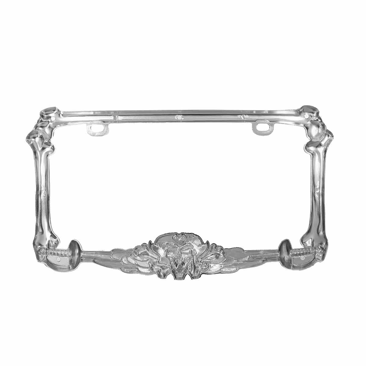 Pirate License Plate Frame - Chrome - Thumbnail 4