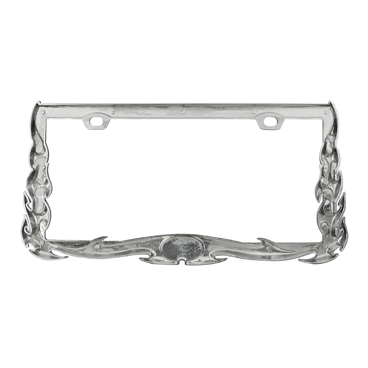 Flame License Plate Frame - Chrome - Thumbnail 3