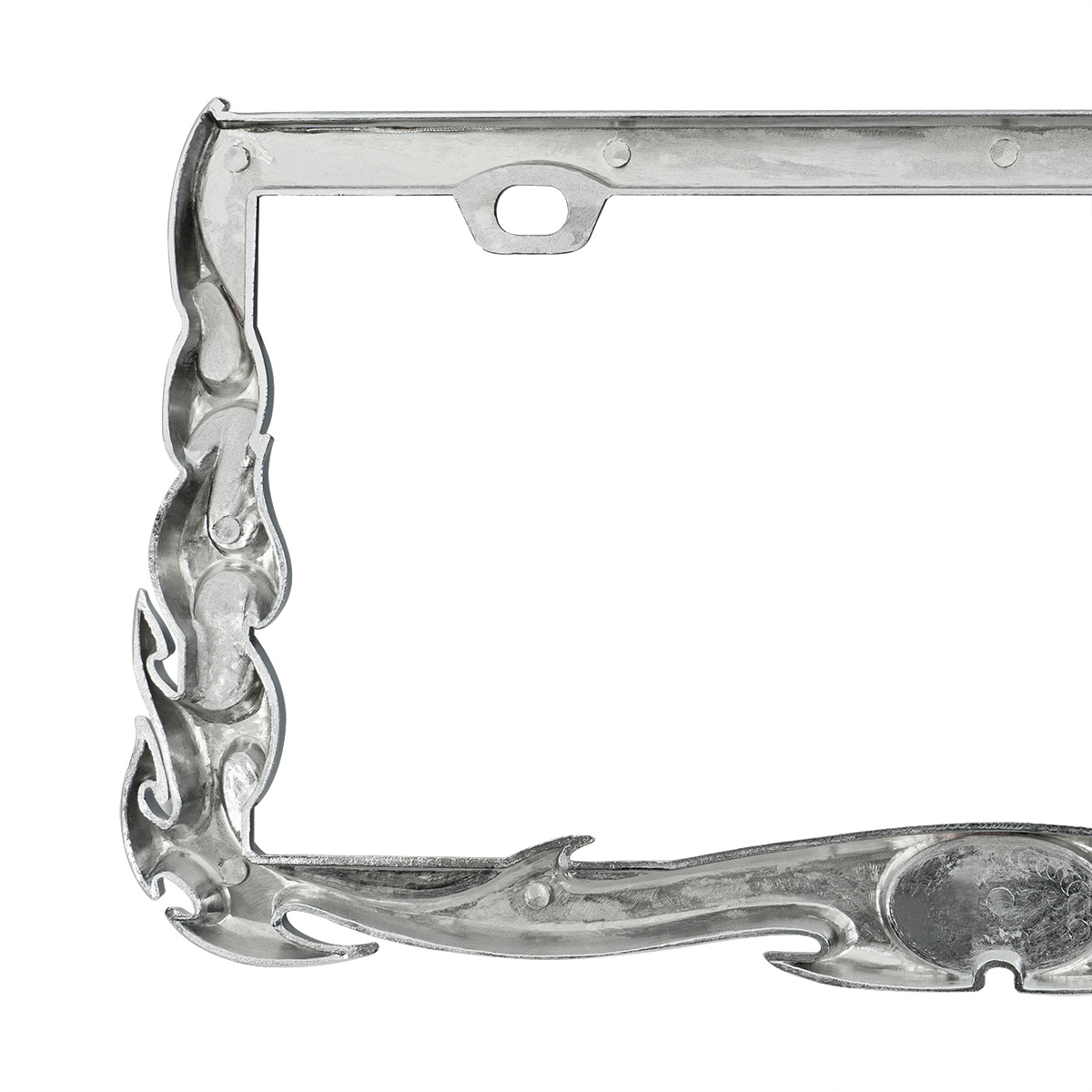 Flame License Plate Frame - Chrome - Thumbnail 4