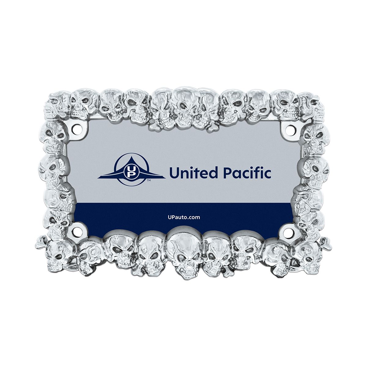 Skull Motorcycle License Plate Frame - Chrome