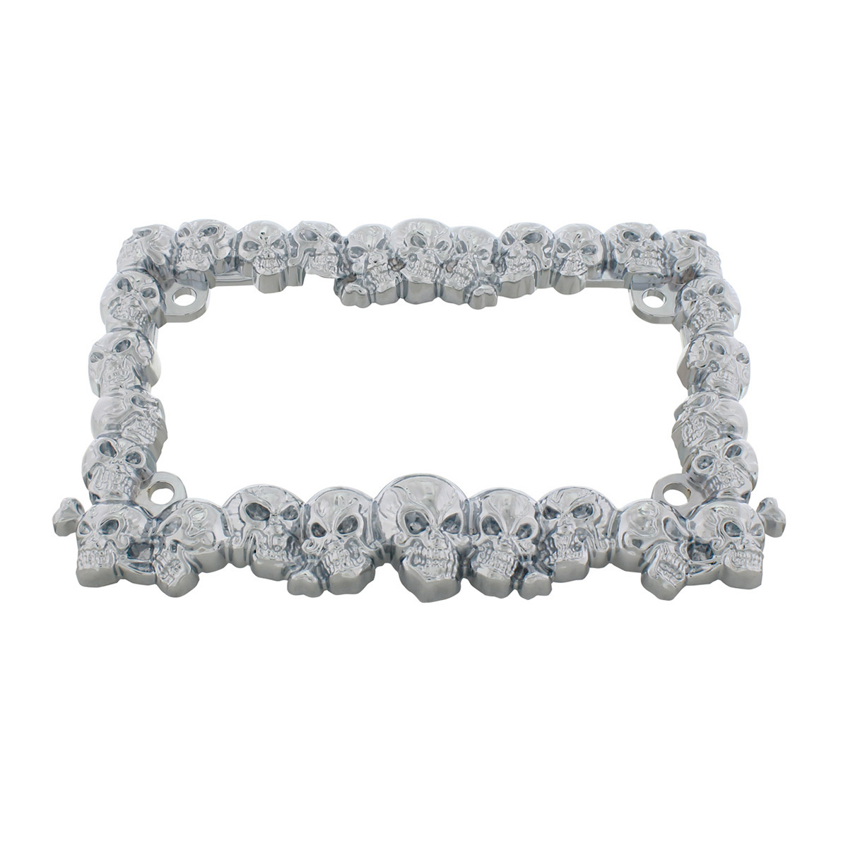 Skull Motorcycle License Plate Frame - Chrome - Thumbnail 3