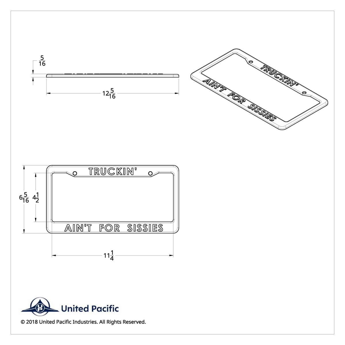 Truckin' Ain'T For Sissies Chrome Plastic License Plate Frame - Thumbnail 3