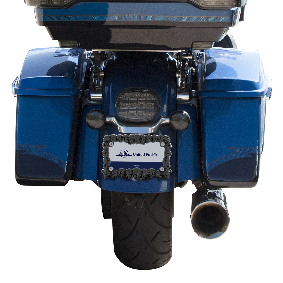 Skull Motorcycle License Plate Frame - Black - Thumbnail 4