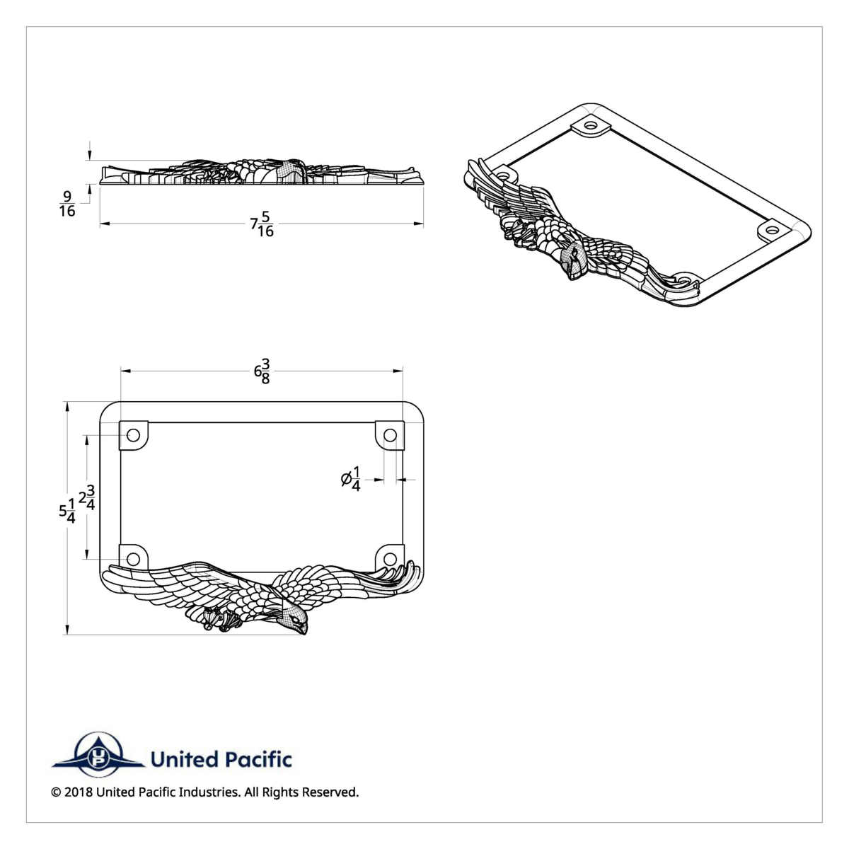 Eagle Motorcycle License Plate Frame - Chrome - Thumbnail 10