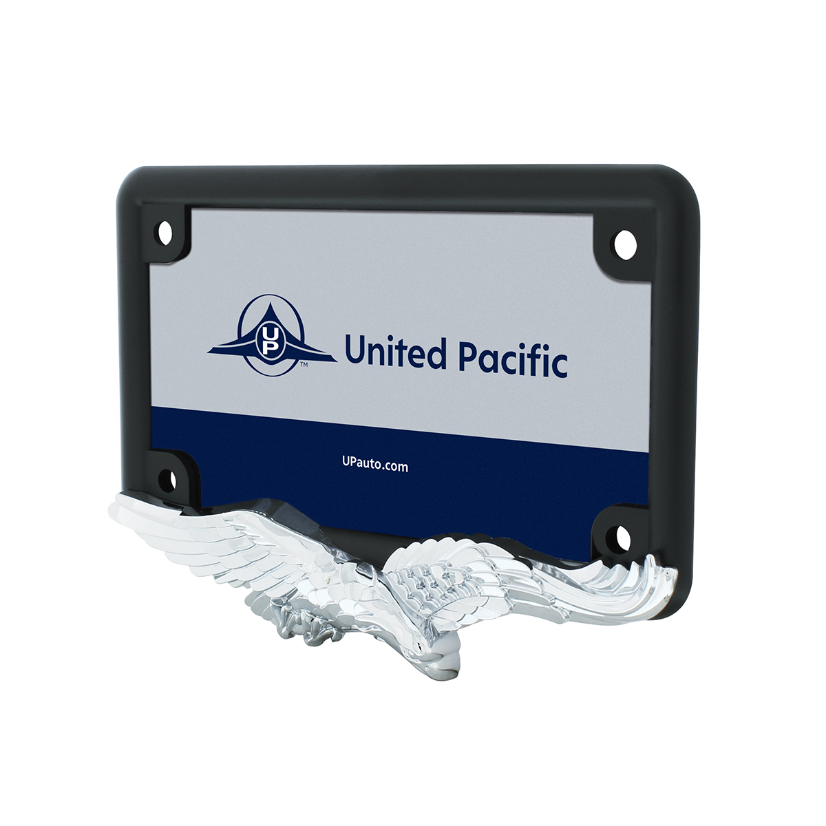 Eagle Motorcycle License Plate Frame - Chrome Eagle/Black Frame - Thumbnail 2