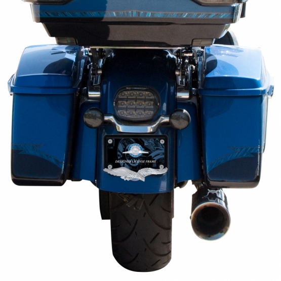 Eagle Motorcycle License Plate Frame - Chrome Eagle/Black Frame - Thumbnail 4