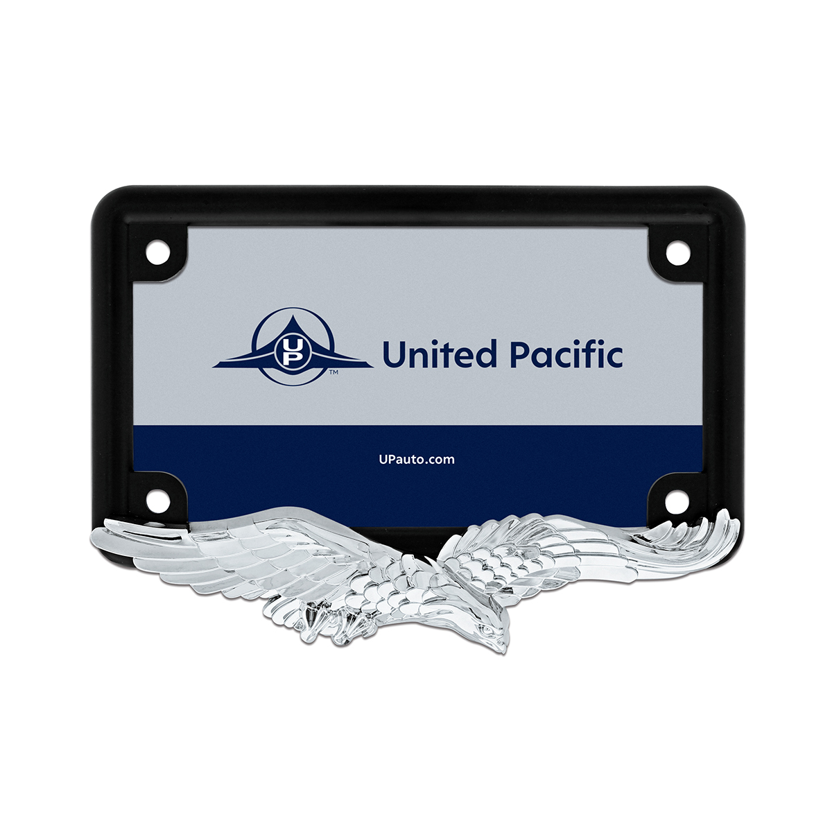 Eagle Motorcycle License Plate Frame - Chrome Eagle/Black Frame - Thumbnail 6