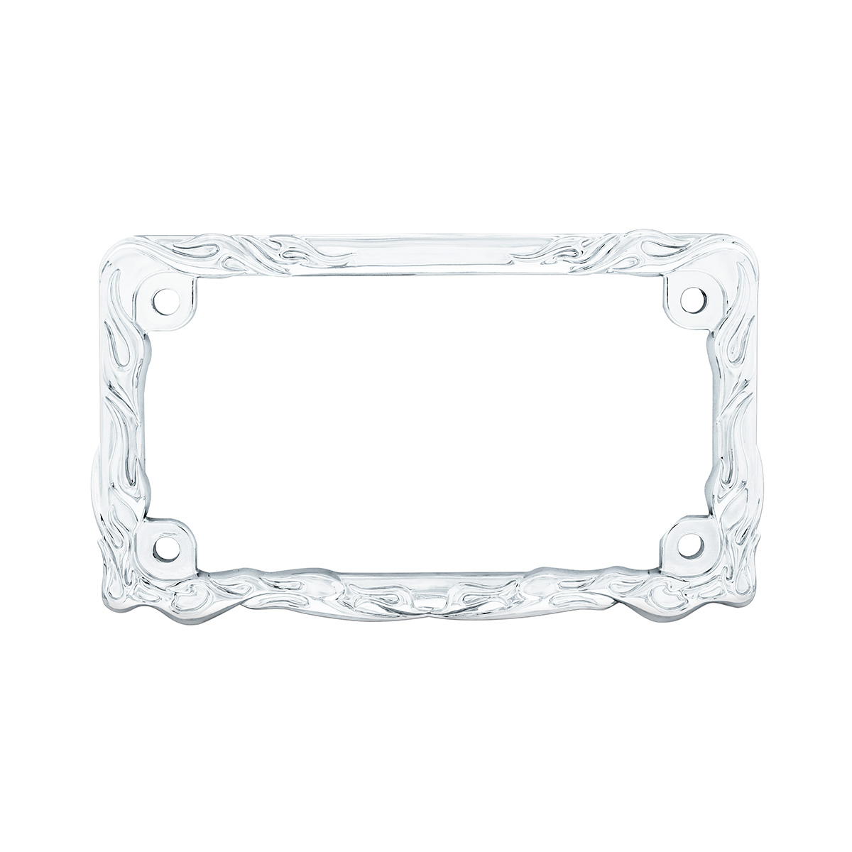 Motorcycle License Plate Frame - Chrome Flame & Frame - Thumbnail 2