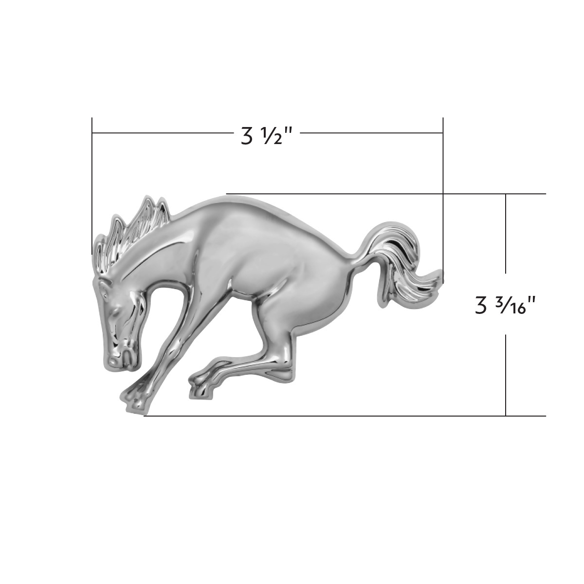 Plastic Bucking Horse Emblem - Chrome - Thumbnail 5