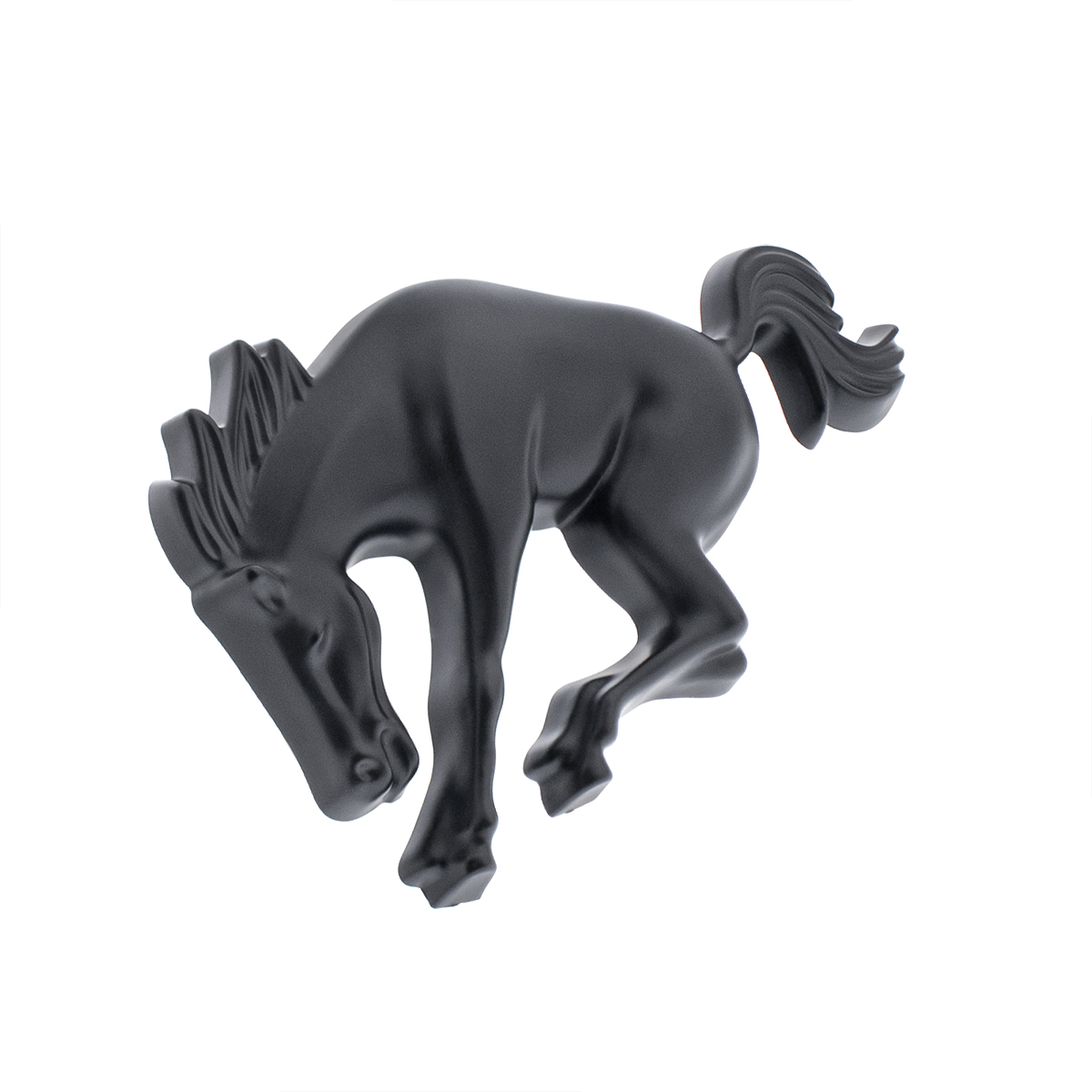 Plastic Bucking Horse Emblem - Matte Black - Thumbnail 2