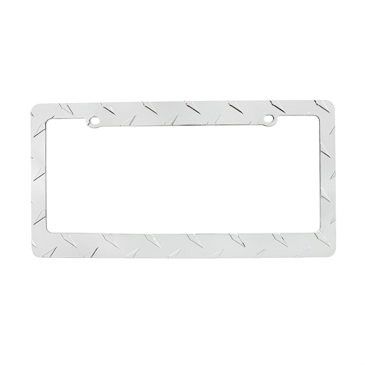 Diamond Plate License Plate Frame - Chrome