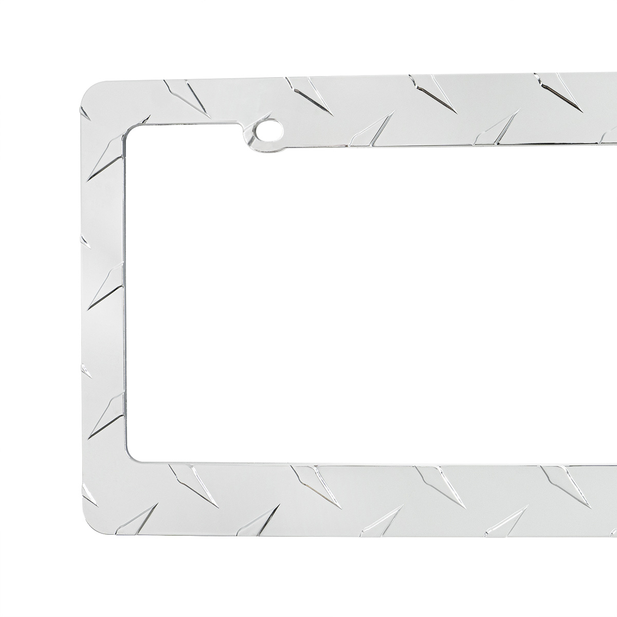 Diamond Plate License Plate Frame - Chrome - Thumbnail 2