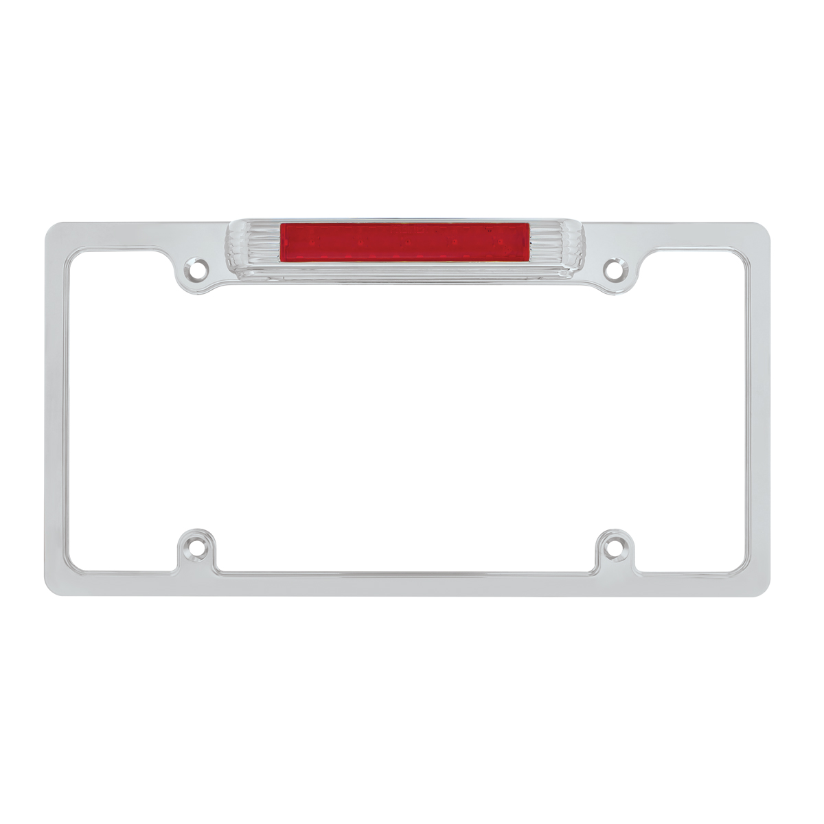 Chrome License Plate Frame With Third Brake Light -Red LED & Lens - Thumbnail 2