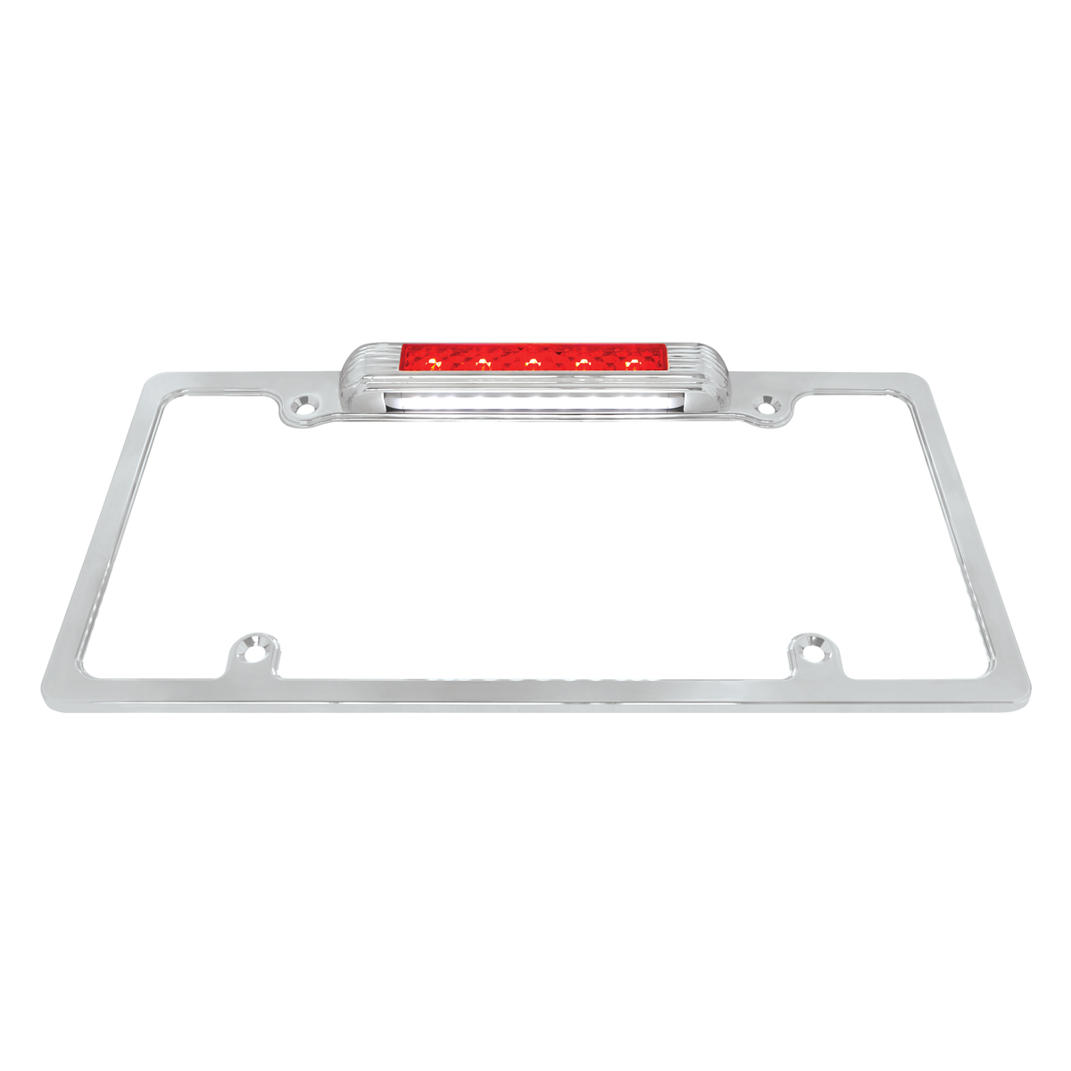 Chrome License Plate Frame With Third Brake Light -Red LED & Lens - Thumbnail 3