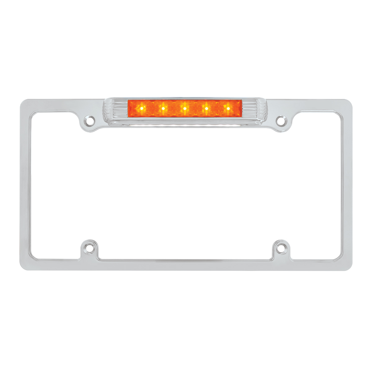 Chrome License Plate Frame With Auxiliary Light - Amber LED/Amber Lens - Thumbnail 5