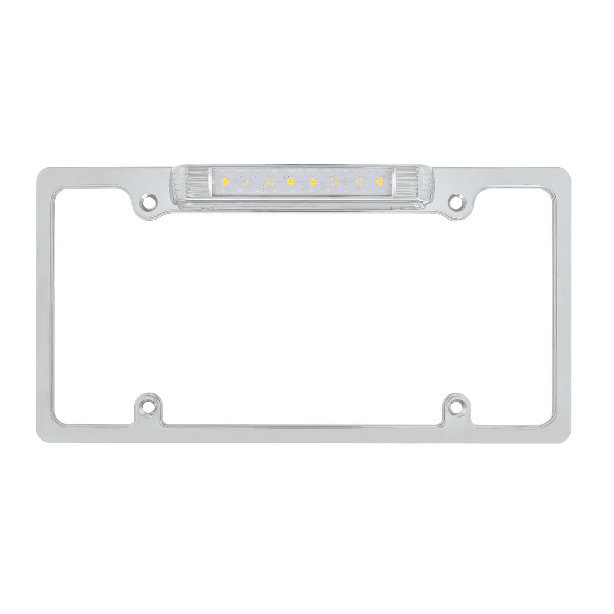 Chrome License Plate Frame With Back-Up Light - White LED/Clear Lens - Thumbnail 2
