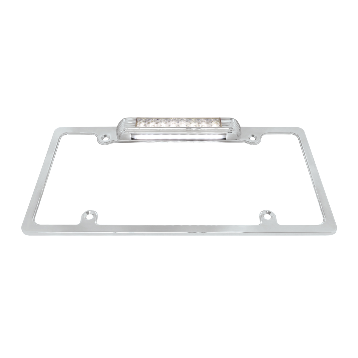 Chrome License Plate Frame With Back-Up Light - White LED/Clear Lens - Thumbnail 3