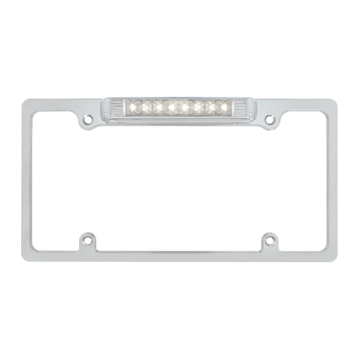 Chrome License Plate Frame With Back-Up Light - White LED/Clear Lens - Thumbnail 5