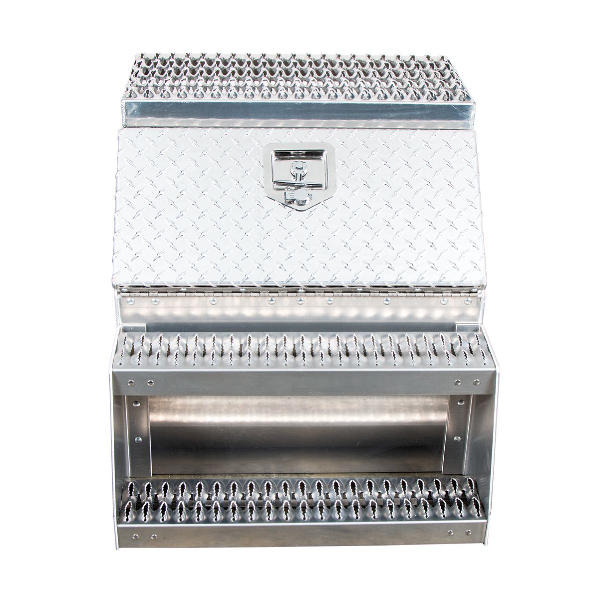 24"L X 25"W X 28"H Aluminum Step Saddle Box