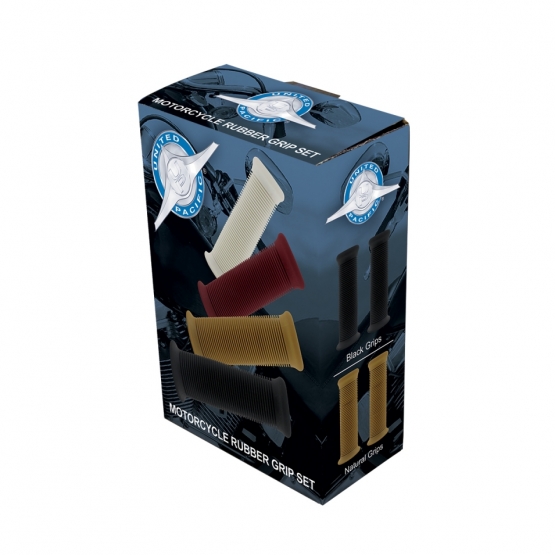 White Motorcycle Rubber Grip Set - 1" or 1-1/8" (25/28mm) (Bulk) (Pair) - Thumbnail 3