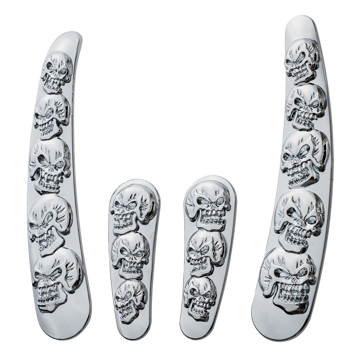Chrome Skull Swing Arm Accent Set For Harley Motorcycle - Thumbnail 2