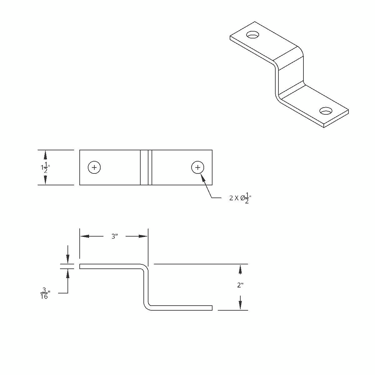 Heavy Duty "Z" Mounting Bracket - 3" x 2" x 3" - Thumbnail 2