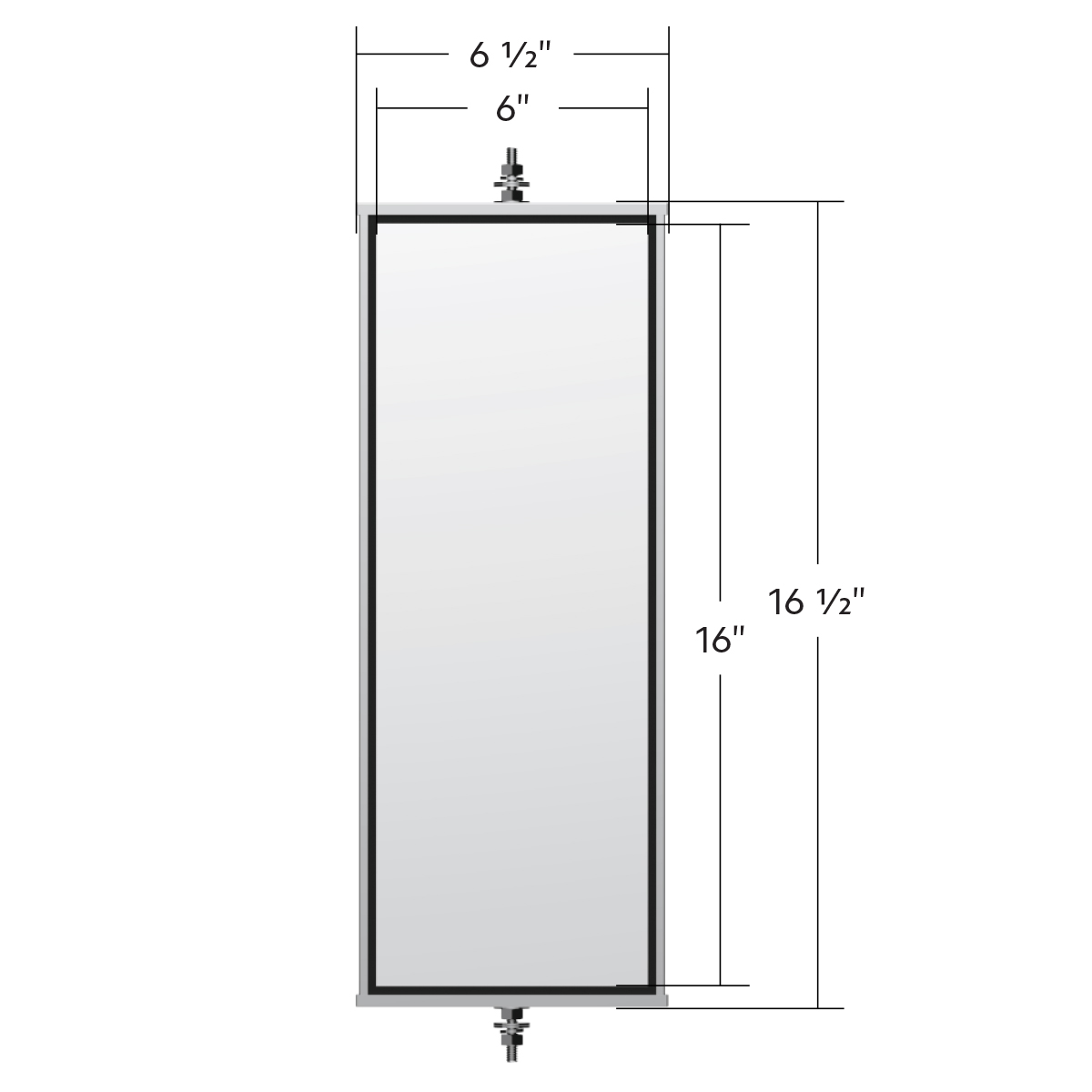 6" X 16" 430 Stainless Steel West Coast Mirror - Non Heated - Thumbnail 8