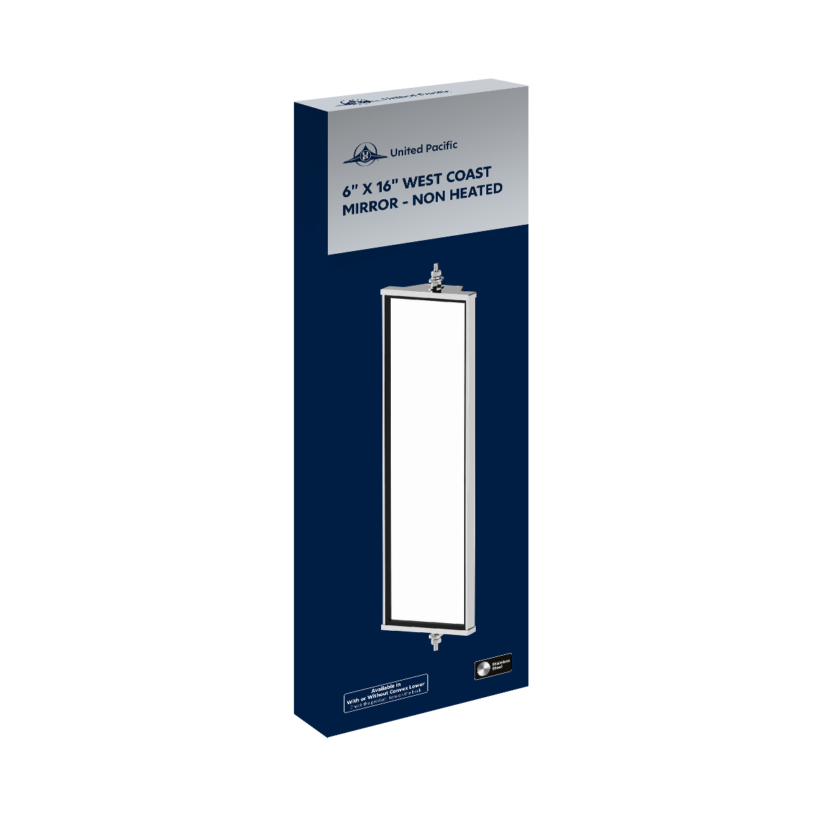 6" X 16" 430 Stainless Steel West Coast Mirror With Convex Lower Mirror - Non Heated - Thumbnail 8