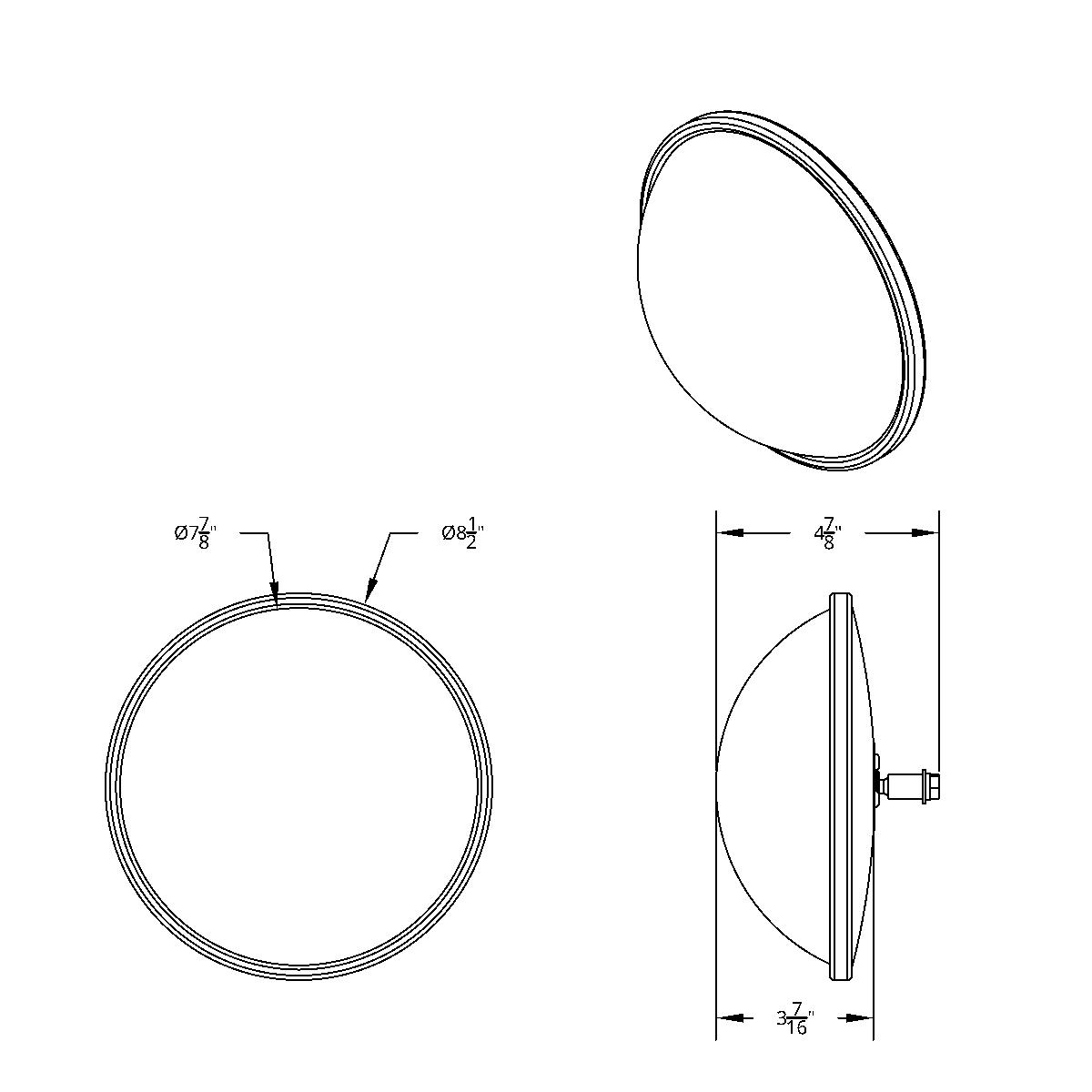 8-1/2" 430 Stainless Steel Full Dome Convex Mirror - Thumbnail 6