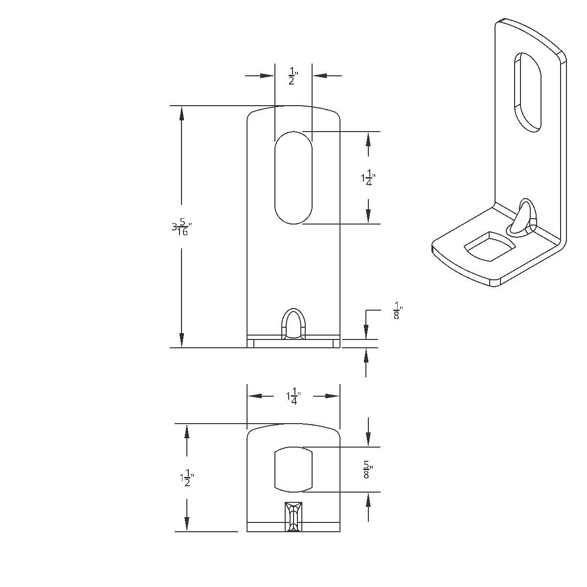 12-Gauge 304 Stainless Steel L-Shape Bracket - 3-5/16" X 1-1/4" X 1-1/2" (Card) - Thumbnail 2