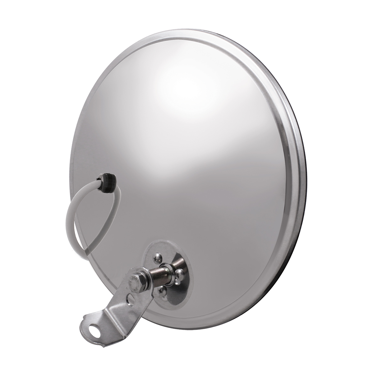 8-1/2" 430 Stainless Steel Heated 320R Convex Mirror - Offset Mounting Stud - Thumbnail 2