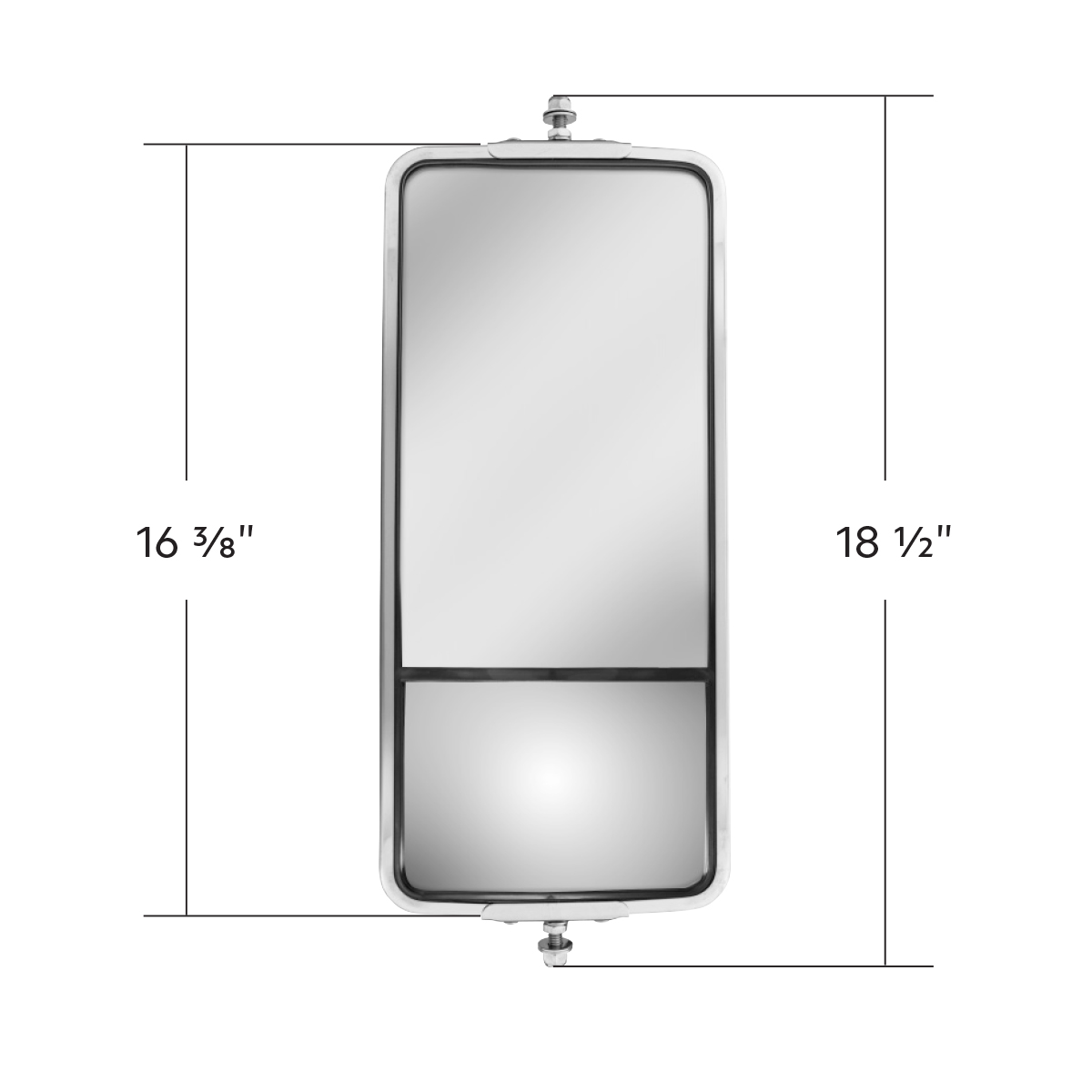 7" X 16" 430 Stainless Steel West Coast Style Mirror With Convex Lower Mirror - Heated - Thumbnail 6