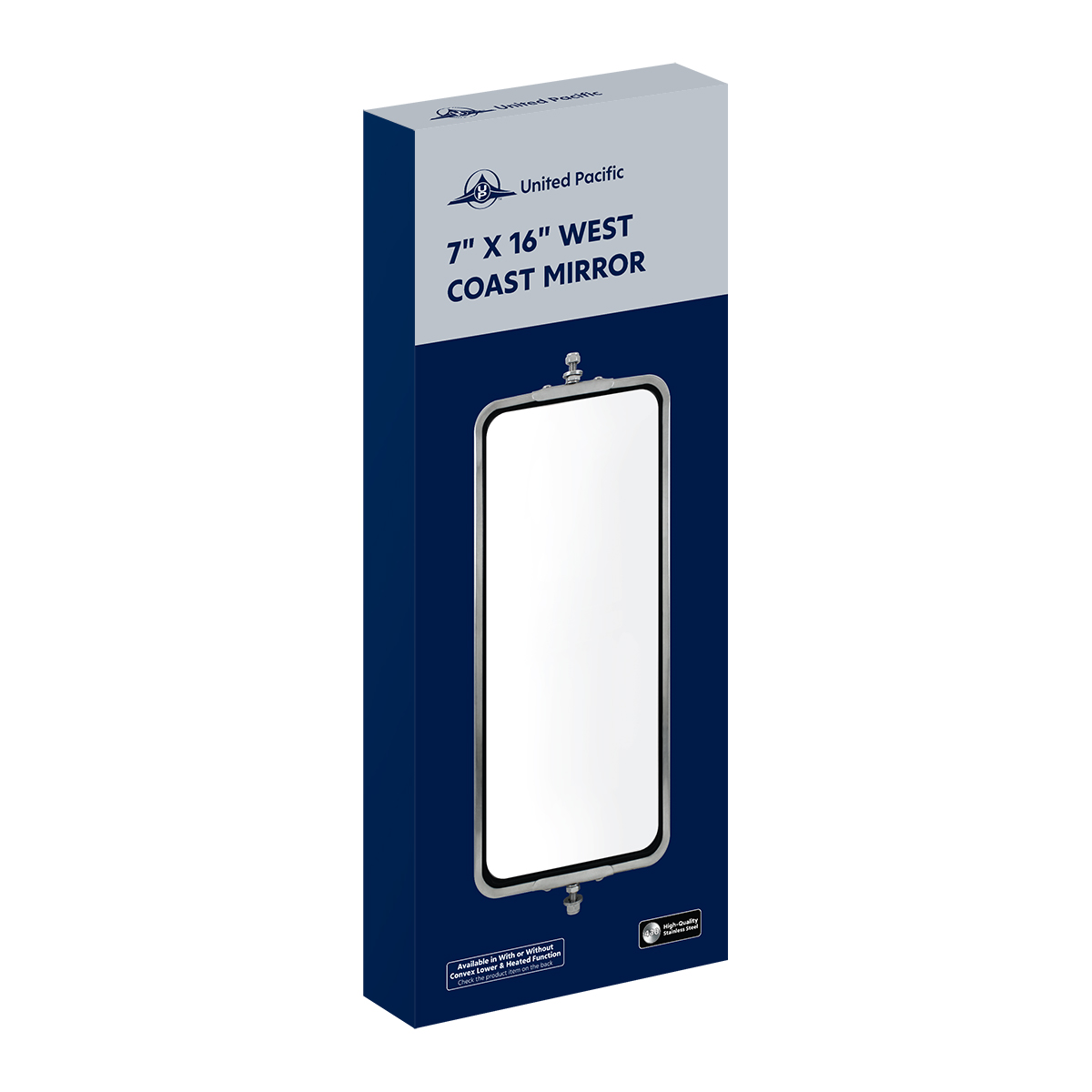 7" X 16" 430 Stainless Steel West Coast Style Mirror With Convex Lower Mirror - Heated - Thumbnail 7