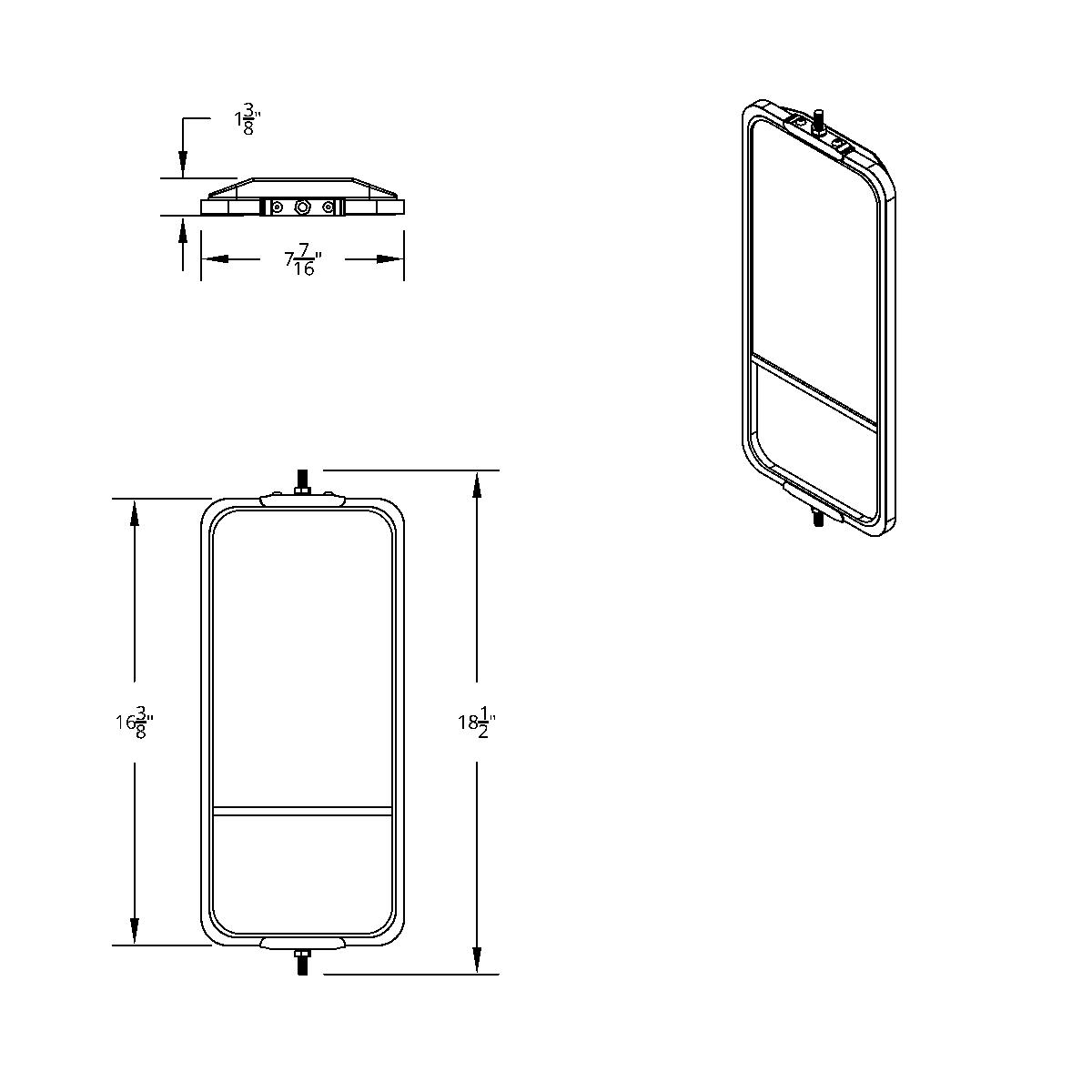7" X 16" 430 Stainless Steel West Coast Style Mirror With Convex Lower Mirror - Heated - Thumbnail 8
