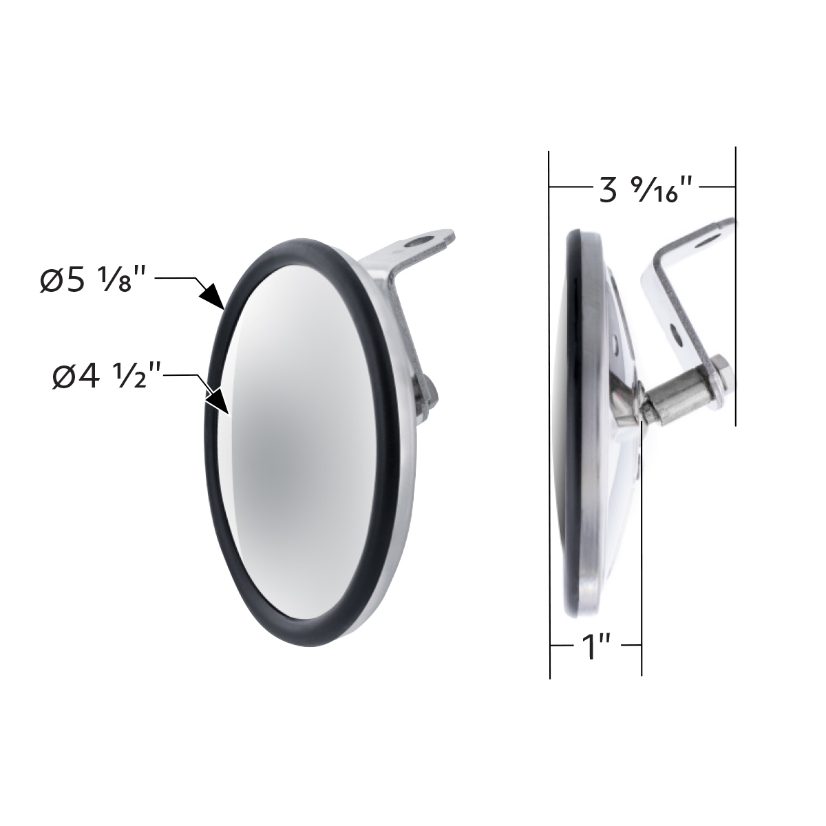 5" 430 Stainless Steel 320R Convex Mirror - Centered Mounting Stud - Thumbnail 8