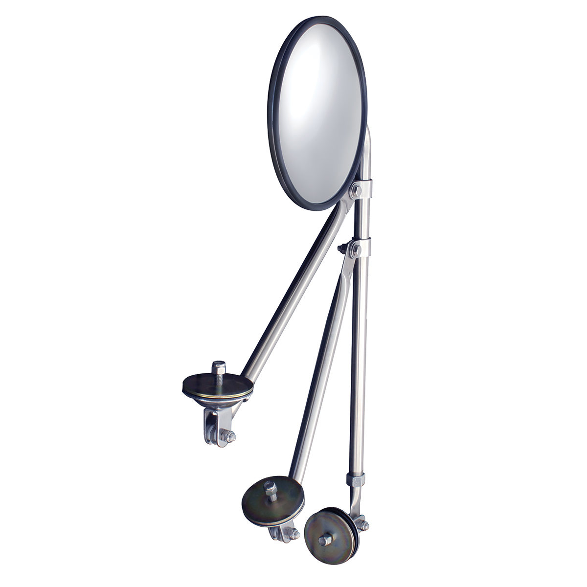 8-1/2" Convex Mirror With Stainless Tripod Fender Mirror Bracket - Thumbnail 4