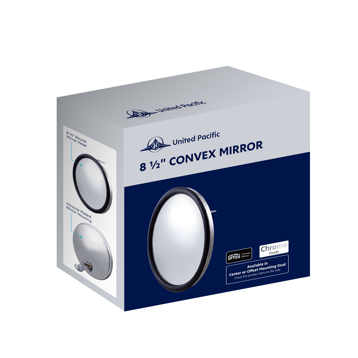 8-1/2" Chrome 320R Convex Mirror - Centered Mounting Stud - Thumbnail 4