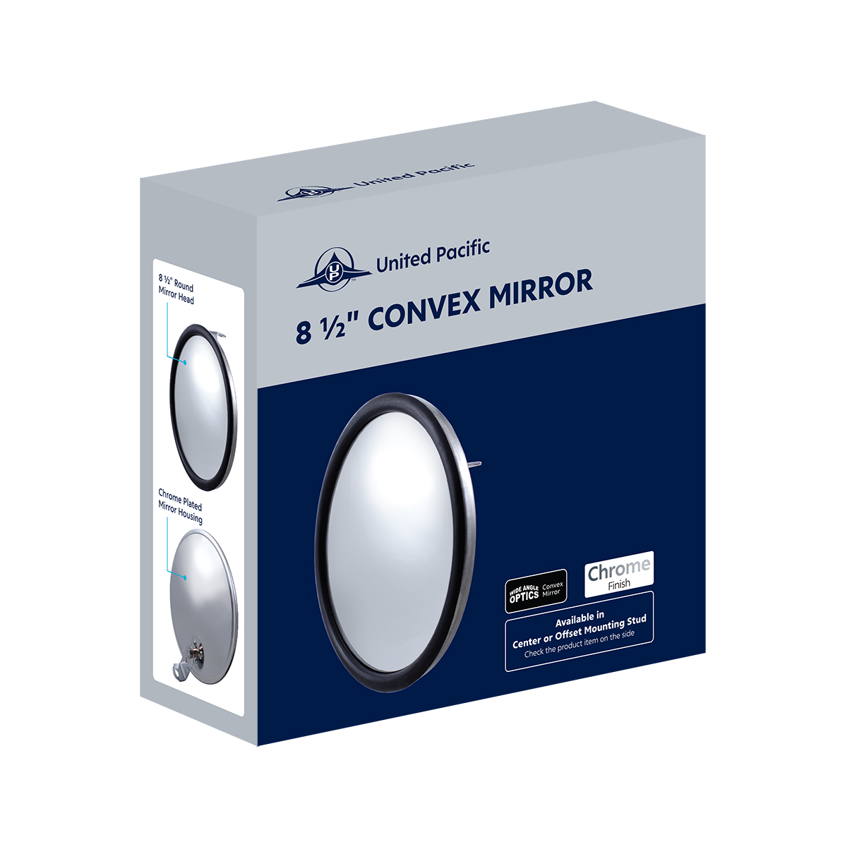 8-1/2" Chrome 320R Convex Mirror - Offset Mounting Stud - Thumbnail 6