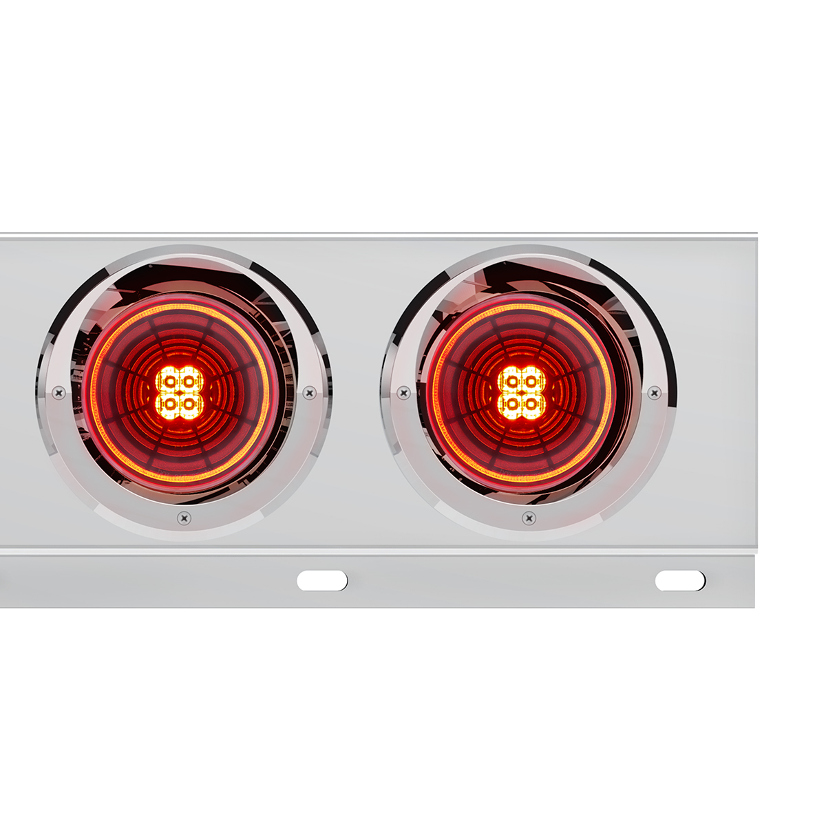 3-3/4" Bolt Pattern SS Spring Loaded Bar With 6X 4" 13 LED Abyss Lights & Visors - Red LED/Red Lens (Pair) - Thumbnail 2