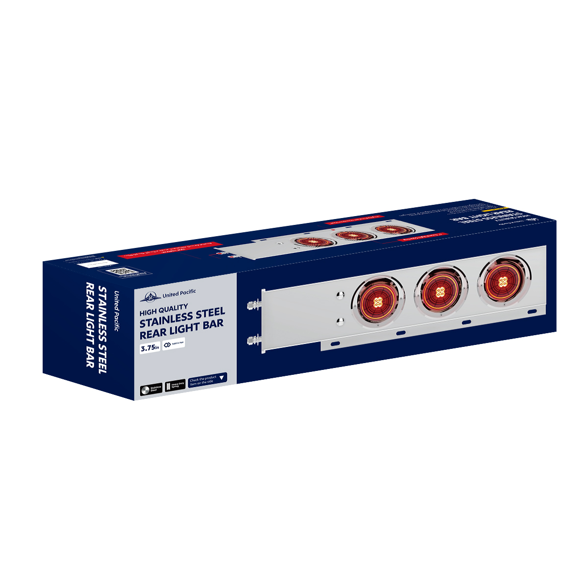 3-3/4" Bolt Pattern SS Spring Loaded Bar With 6X 4" 13 LED Abyss Lights & Visors - Red LED/Clear Lens (Pair) - Thumbnail 4