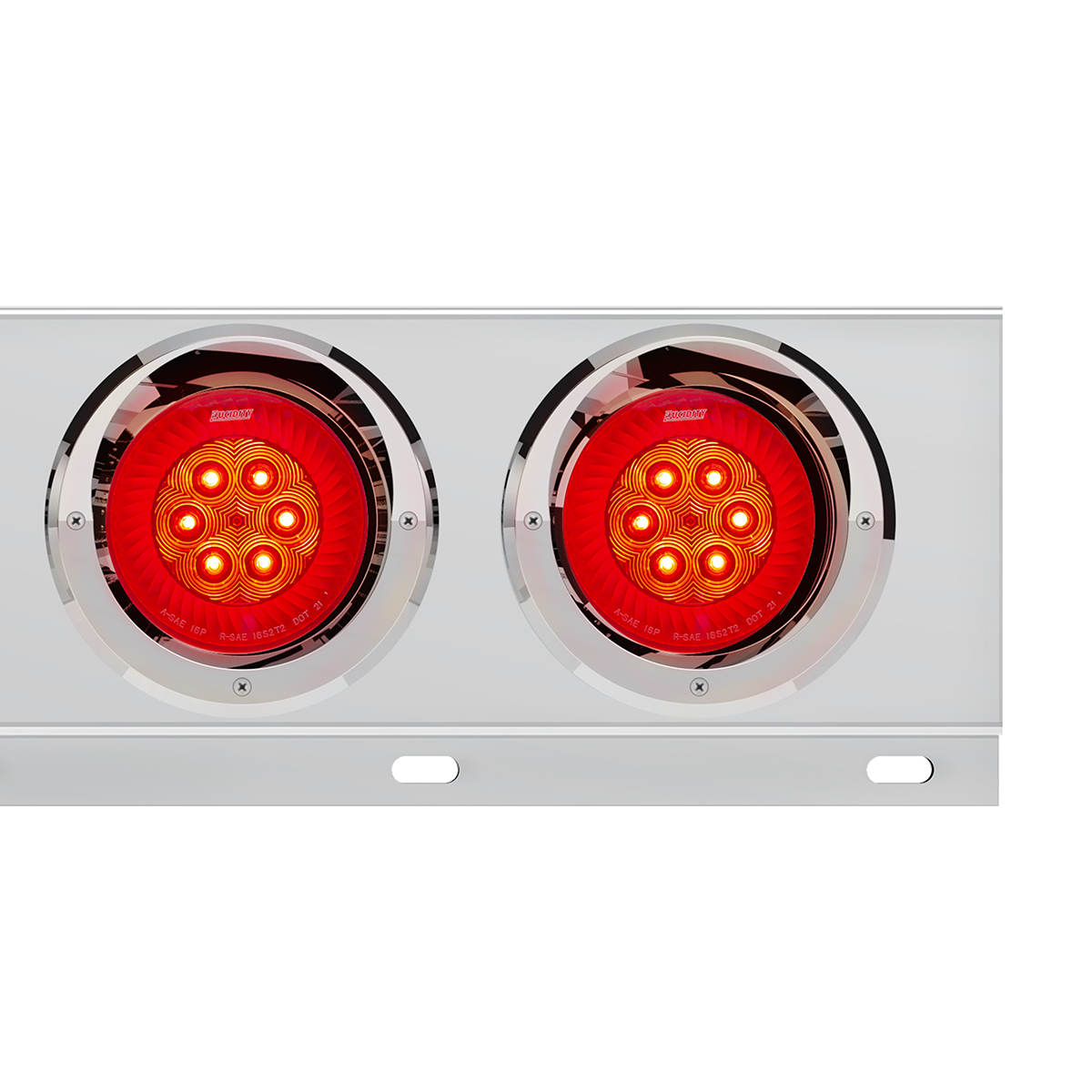 3-3/4" Bolt Pattern SS Spring Loaded Bar With 6X 4" 16 LED Turbine Lights & Visors - Red LED/Red Lens (Pair) - Thumbnail 2