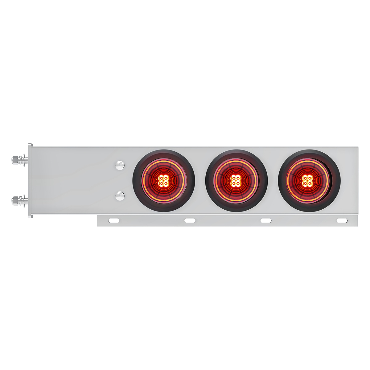 3-3/4" Bolt Pattern SS Spring Loaded Bar With 6X 4" 13 LED Abyss Lights - Red LED/Red Lens (Pair) - Thumbnail 6