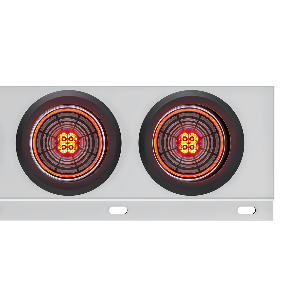 3-3/4" Bolt Pattern SS Spring Loaded Bar With 6X 4" 13 LED Abyss Lights - Red LED/Clear Lens (Pair) - Thumbnail 2