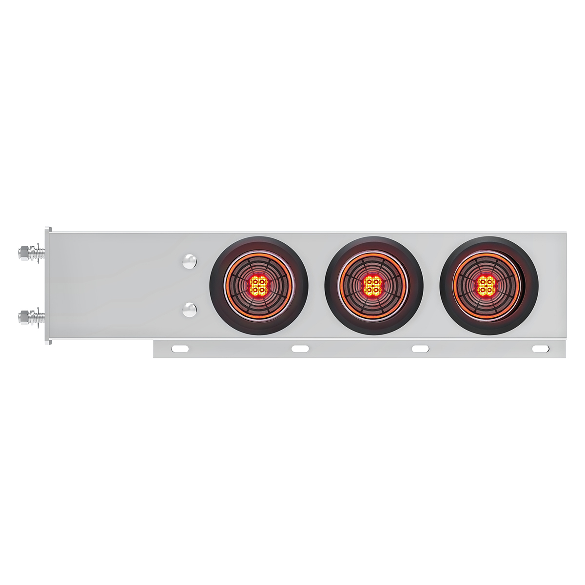 3-3/4" Bolt Pattern SS Spring Loaded Bar With 6X 4" 13 LED Abyss Lights - Red LED/Clear Lens (Pair) - Thumbnail 6