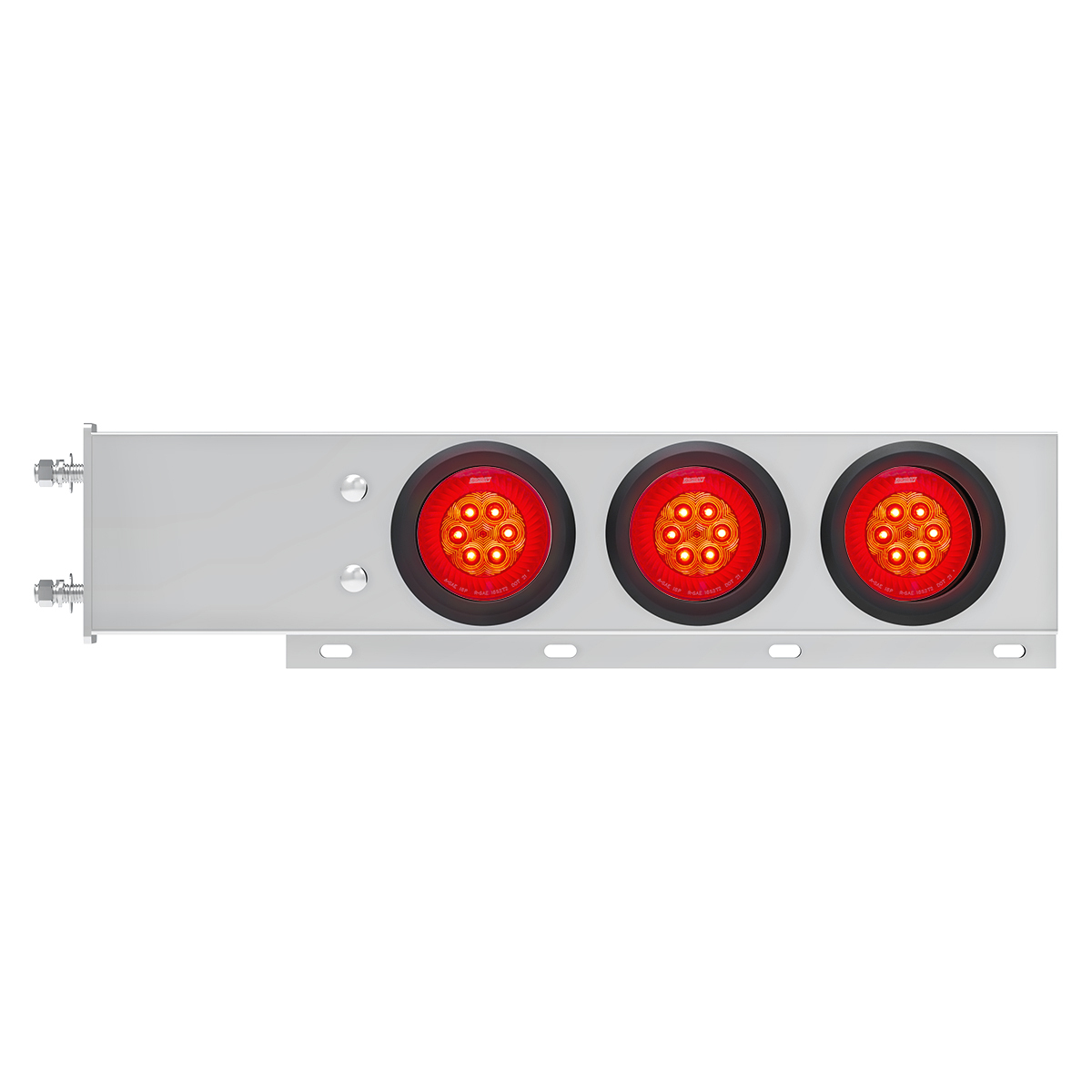 3-3/4" Bolt Pattern SS Spring Loaded Bar With 6X 4" 16 LED Turbine Lights - Red LED/Red Lens (Pair) - Thumbnail 6