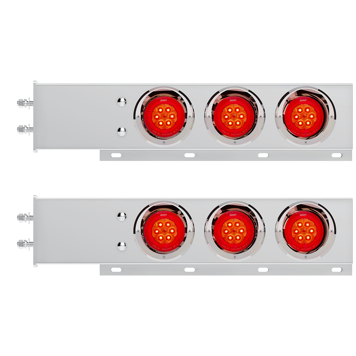 2.5" Bolt Pattern SS Spring Loaded Bar With 6X 4" 16 LED Turbine Lights & Visors - Red LED/Red Lens (Pair) - Thumbnail 7