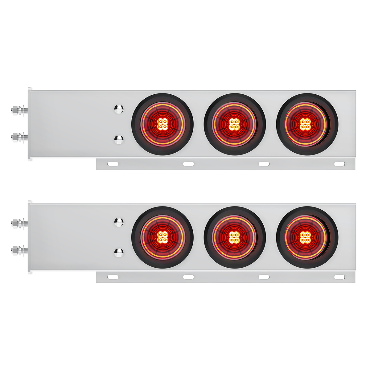 2.5" Bolt Pattern SS Spring Loaded Bar With 6X 4" 13 LED Abyss Lights - Red LED/Red Lens (Pair) - Thumbnail 7