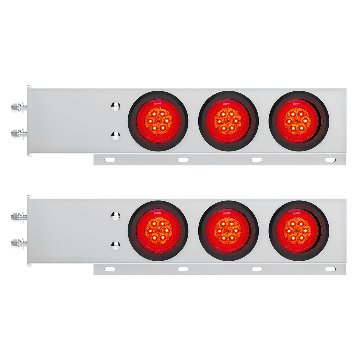 2.5" Bolt Pattern SS Spring Loaded Bar With 6X 4" 16 LED Turbine Lights - Red LED/Red Lens (Pair) - Thumbnail 7