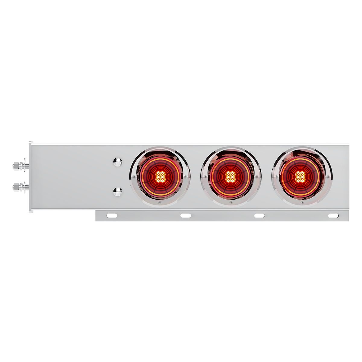 2" Bolt Pattern SS Spring Loaded Bar With 6X 4" 13 LED Abyss Lights & Visors - Red LED/Red Lens (Pair)